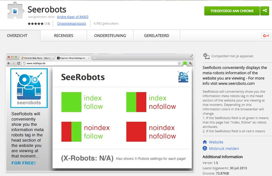 Seerobots chrome extensie