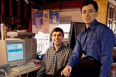 Oprichters Google Larry Page Sergey Brin