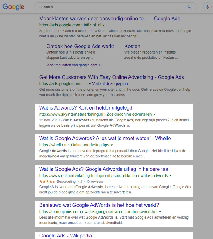 Informatieve zoekintentie Wat is AdWords