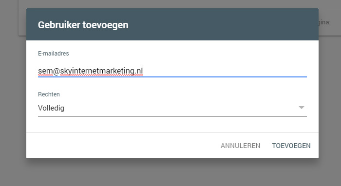 Gebruiker toevoegen Search Console