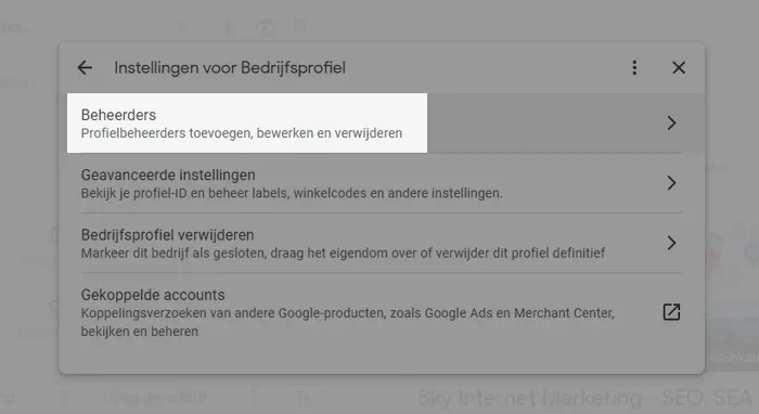 Google Mijn Bedrijf Beheerders