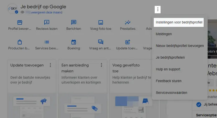 Google Mijn Bedrijf instellingen