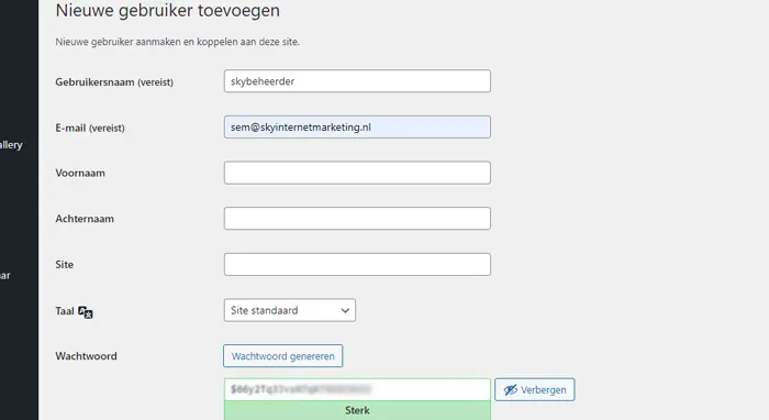 Nieuwe gebruiker toevoegen in WordPress