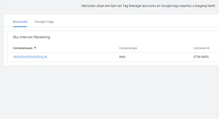 Tag manager account