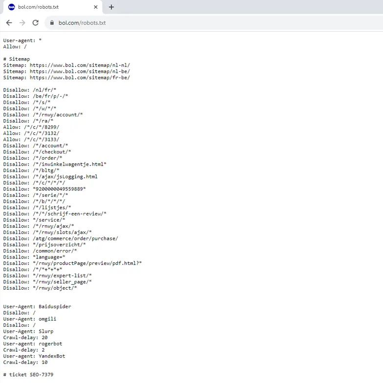 Robots.txt voorbeeld
