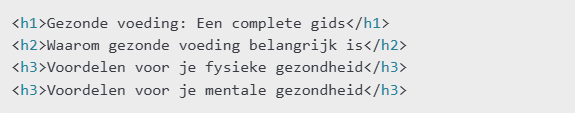 Kopteksten in HTML voorbeeld Kopteksten in HTML voorbeeld